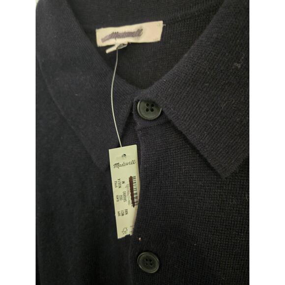 NWT Madewell Half Milano Stitch Collared Cardigan mens navy size M - Picture 3 of 4